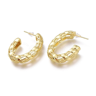 Brass Half Hoop Earrings EJEW-H104-12G-1