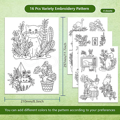 4 Sheets 11.6x8.2 Inch Stick and Stitch Embroidery Patterns DIY-WH0455-119-1