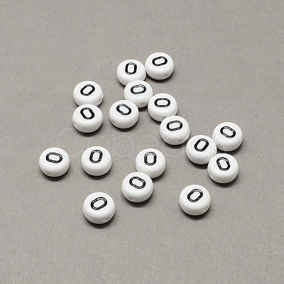 White and Black Acrylic Horizontal Hole Letter Beads SACR-Q101-01O-1