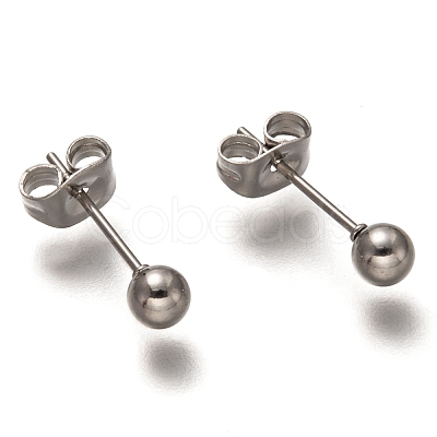 Non-Tarnish 304 Stainless Steel Ball Stud Earrings STAS-H136-07A-P-1