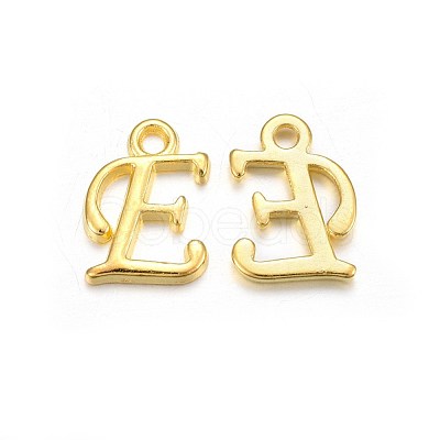 Golden Plated Alloy Letter Pendants X-PALLOY-J718-01G-E-1