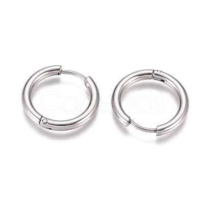 Tarnish Resistant 304 Stainless Steel Huggie Hoop Earrings EJEW-G272-01-14mm-P-1