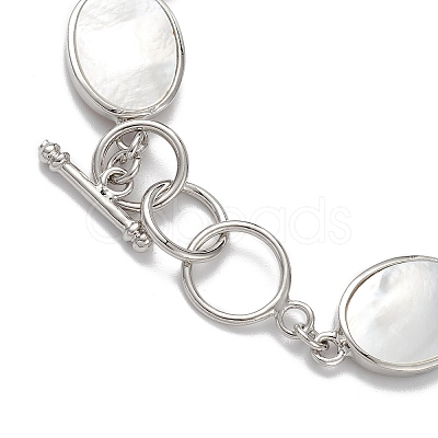 Natural White Shell Link Chain Bracelets BJEW-E077-02P-01-1