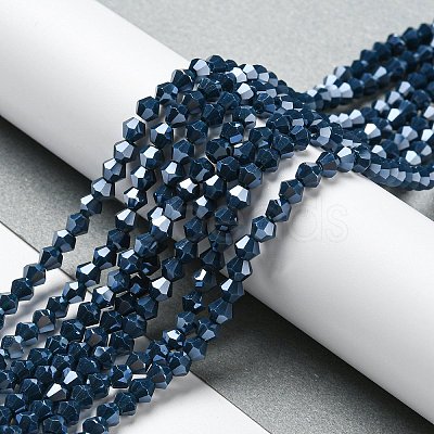 Opaque Solid Color Electroplate Glass Beads Strands EGLA-A039-P4mm-A09-1