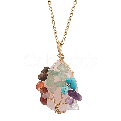 Chakra Yoga Gemstone Pendant Necklaces NJEW-JN05083-02-1