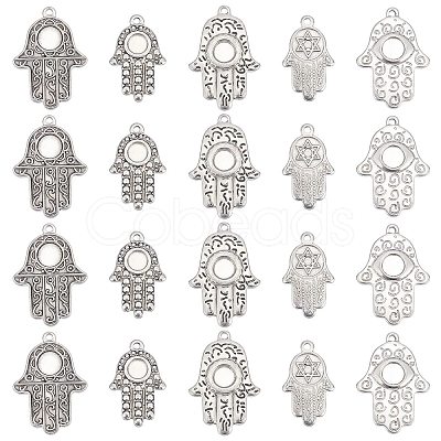 DICOSMETIC 20Pcs 5 Style 304 Stainless Steel Pendants Cabochon Settings STAS-DC0004-74-1