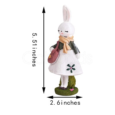 Resin Standing Rabbit Statue Bunny Sculpture Tabletop Rabbit Figurine for Lawn Garden Table Home Decoration ( White ) JX082A-1