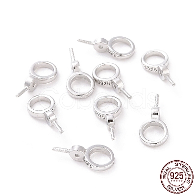 Anti-Tarnish Rhodium Plated 925 Sterling Silver Screw Eye Peg Bails STER-D035-46P-1