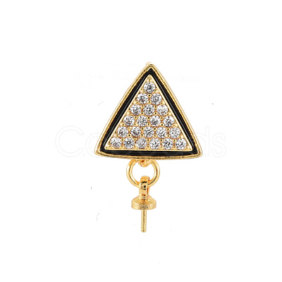 Brass Micro Pave Clear Cubic Zirconia Stud Earring Findings KK-N233-130-NF-1