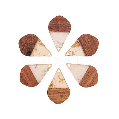 Transparent Resin & Walnut Wood Pendants RESI-CJ0001-51-1