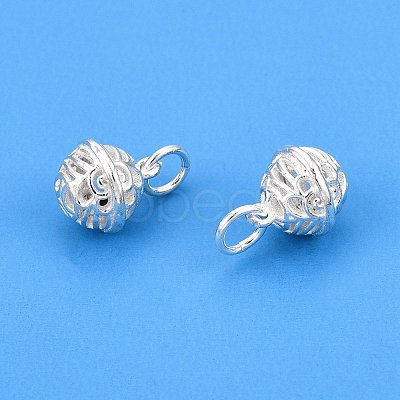 925 Sterling Silver Hollow Flower Round Ball Charms STER-T007-83S-1