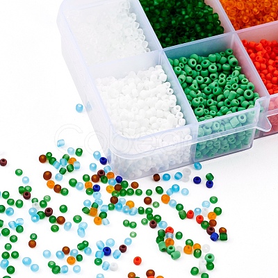 8000Pcs 10 Style 12/0 Frosted & Opaque Glass Seed Beads SEED-YW0001-46-1