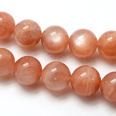 Grade AAA Natural Gemstone Sunstone Round Beads Strands G-E251-34-12mm-1