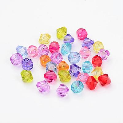 Mixed Color Chunky Dyed Transparent Acrylic Faceted Bicone Spacer Beads for Kids Jewelry X-DBB8mm-1