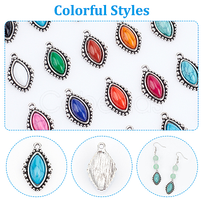 PandaHall Elite 30Pcs 15 Colors Zinc Alloy Pendants FIND-PH0005-65-1