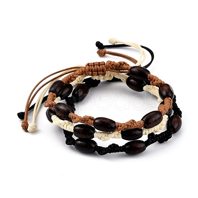 Adjustable Korean Waxed Polyester Cord Braided Bead Bracelets Sets BJEW-JB05438-1