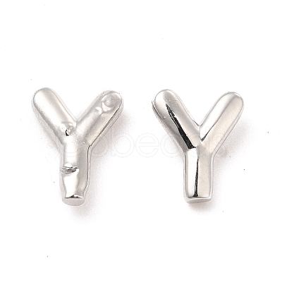 Brass Hollow Out Initial Letter Stud Earrings for Women EJEW-A044-01P-Y-1