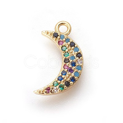 Brass Micro Pave Cubic Zirconia Pendants ZIRC-F098-36G-1