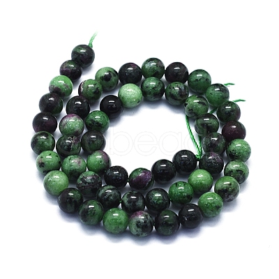 Natural Ruby in Zoisite Beads Strands G-E561-12-8mm-1