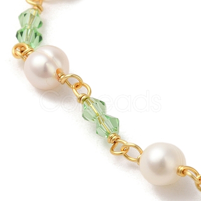 Glalss & Natural Pearl Beaded Bracelets BJEW-C051-46G-1