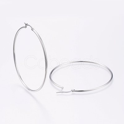 Tarnish Resistant 304 Stainless Steel Big Hoop Earrings X-EJEW-F105-02P-1