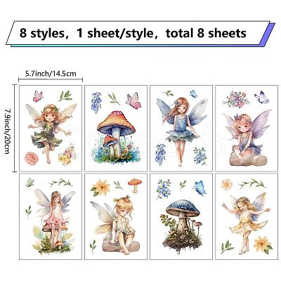 8 Sheets 8 Styles PVC Waterproof Wall Stickers DIY-WH0345-174-1