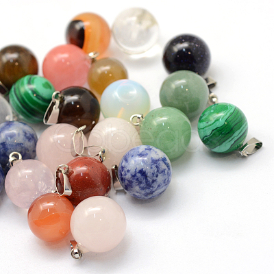 Round Natural & Synthetic Mixed Stone Pendants G-Q434-M-1