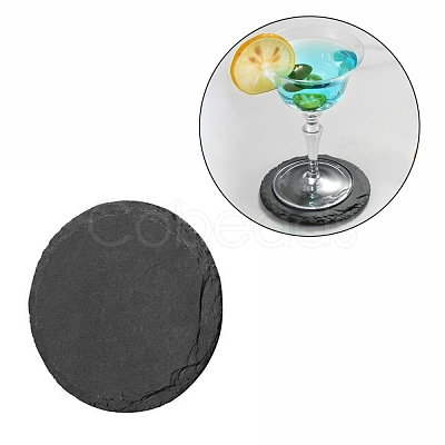 Natural Black Stone Cup Mat AJEW-G036-03-1