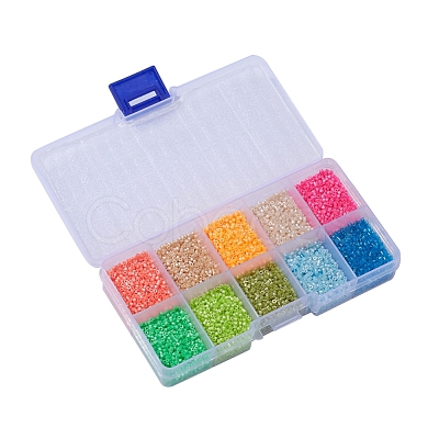 8000Pcs 10 Colors Fluorescent Color Glass Bugle Beads SEED-YW0001-32-1