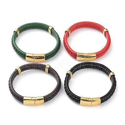 Leather Cord Bracelets BJEW-M406-02G-1