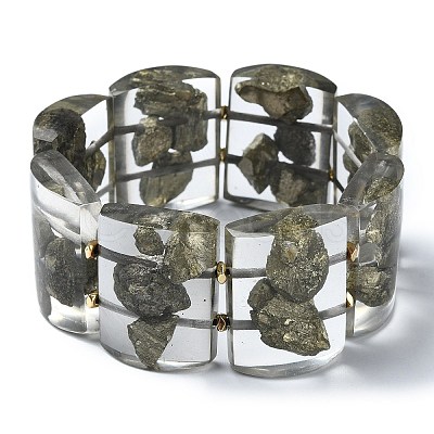 Natural Pyrite Stretch Bracelets BJEW-G702-06A-1