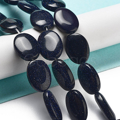 Synthetic Blue Goldstone Beads Strands G-P528-M02-01-1