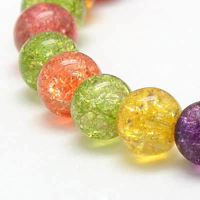 Synthetic Crackle Quartz Round Bead Strands G-L155-6mm-02-1