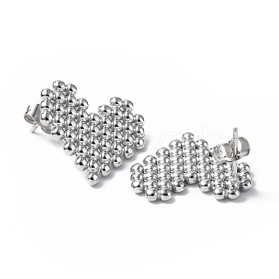 Non-Tarnish 304 Stainless Steel Heart Stud Earrings for Women STAS-B034-17P-1