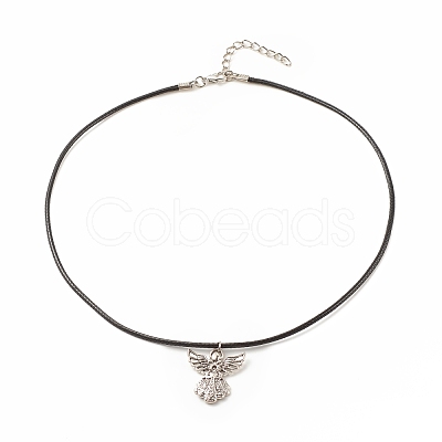 Alloy Fairy Pendant Necklace with Imitation Leather Cord for Women NJEW-JN03862-1