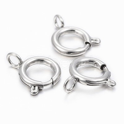 Tarnish Resistant 304 Stainless Steel Smooth Surface Spring Ring Clasps STAS-H396-D-02P-1