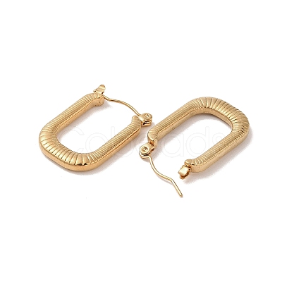 Texture Rectangle 201 Stainless Steel Half Hoop Earrings for Women EJEW-G385-40G-1