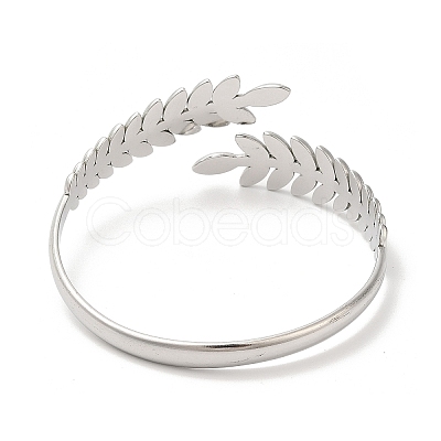 Non-Tarnish 304 Stainless Steel Greek Roman Laurel Leaf Cuff Bangles BJEW-L682-019P-1