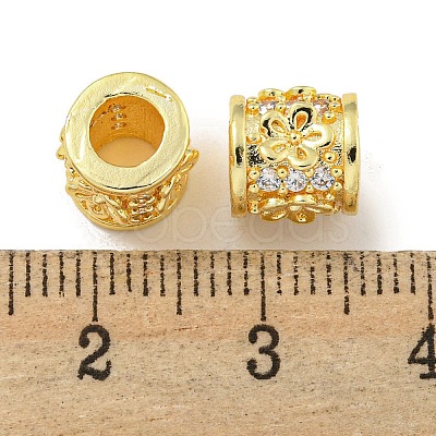 Rack Plating Brass Micro Pave Clear Cubic Zirconia European Beads KK-L215-300G-1