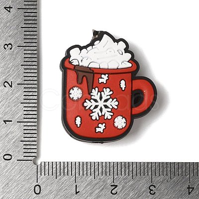 Christmas Red Mug Cup with Snow Top Coffee & Snowflake Silicone Focal Beads SIL-M006-06E-1