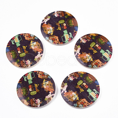 Printed Wood Pendants WOOD-S045-102A-04-1