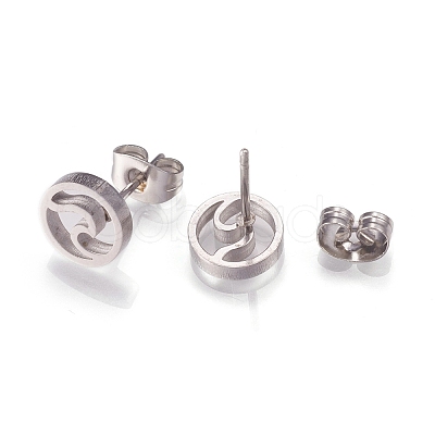 Tarnish Resistant 304 Stainless Steel Stud Earrings EJEW-N045-01P-1