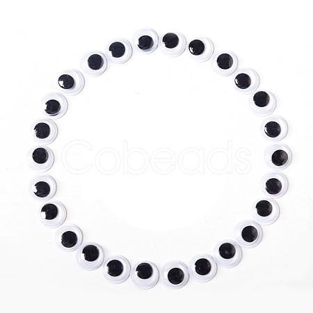 Black & White Plastic Wiggle Googly Eyes Cabochons DOLL-PW0001-077F-1