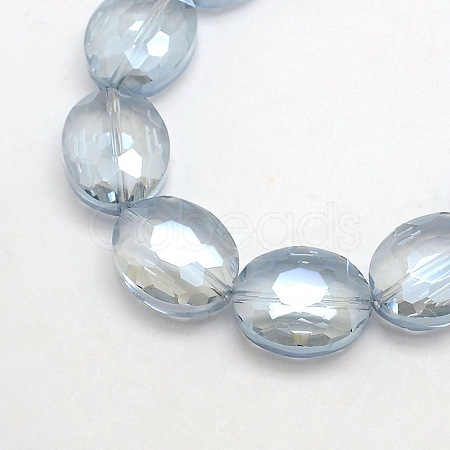 Faceted Electroplate Crystal Glass Oval Beads Strands X-EGLA-F059B-13-1