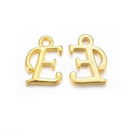 Golden Plated Alloy Letter Pendants X-PALLOY-J718-01G-E-1