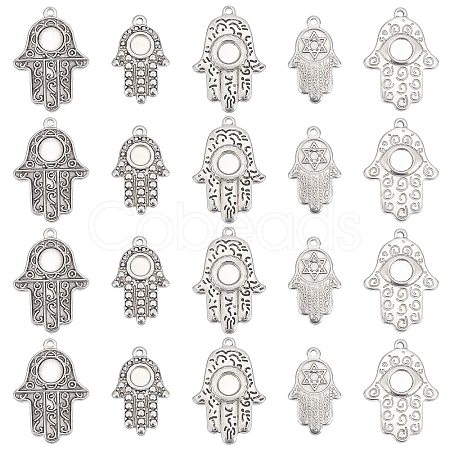 DICOSMETIC 20Pcs 5 Style 304 Stainless Steel Pendants Cabochon Settings STAS-DC0004-74-1