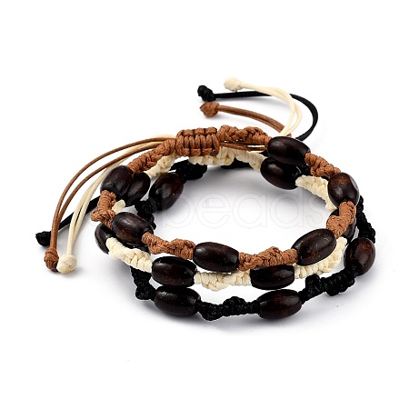 Adjustable Korean Waxed Polyester Cord Braided Bead Bracelets Sets BJEW-JB05438-1