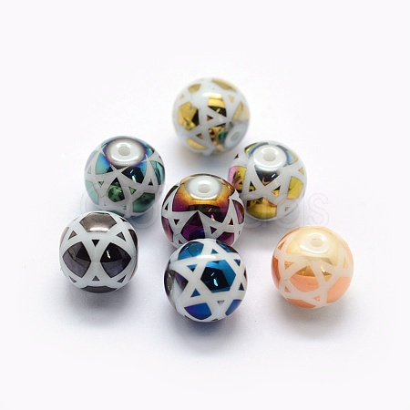 Opaque Spray Painted Glass Beads LAMP-P050-H-10mm-1
