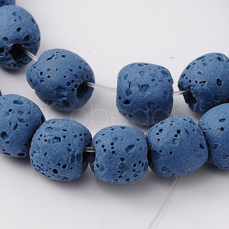 Round Synthetic Lava Rock Dyed Beads Strands G-N0105-21-1