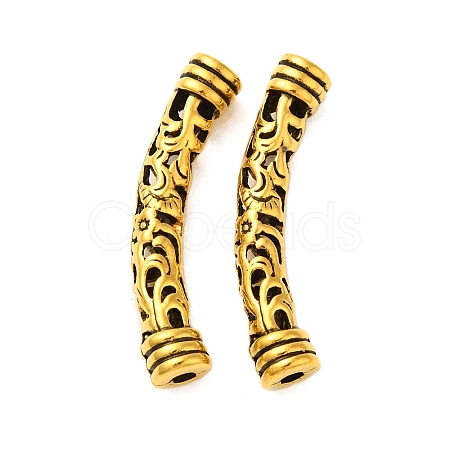 Tibetan Style Alloy Hollow Curved Flower Tube Beads FIND-Z063-32AG-1